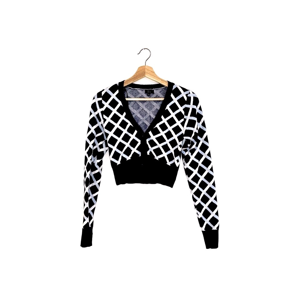 Debut, crop top, shirt long sleeve blue navy v neck m/l
